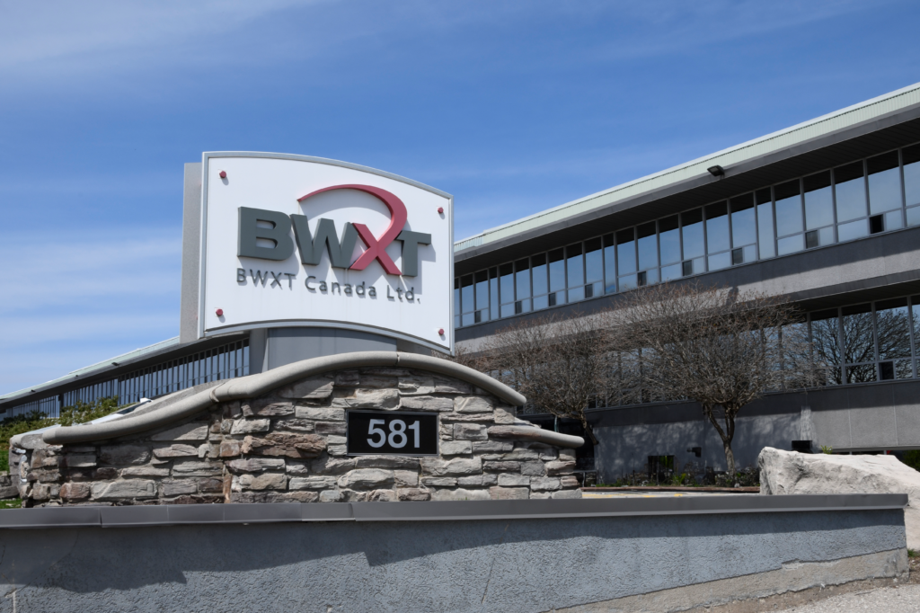 BWXT Canada's head office - signage in Cambridge, Ontario.