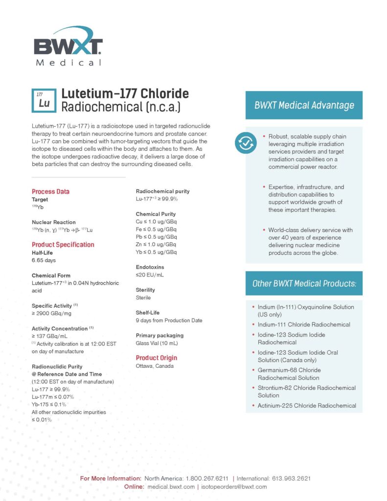 Lutetium-177 - BWXT Medical Ltd. | Innovation in Nuclear Medicine ...